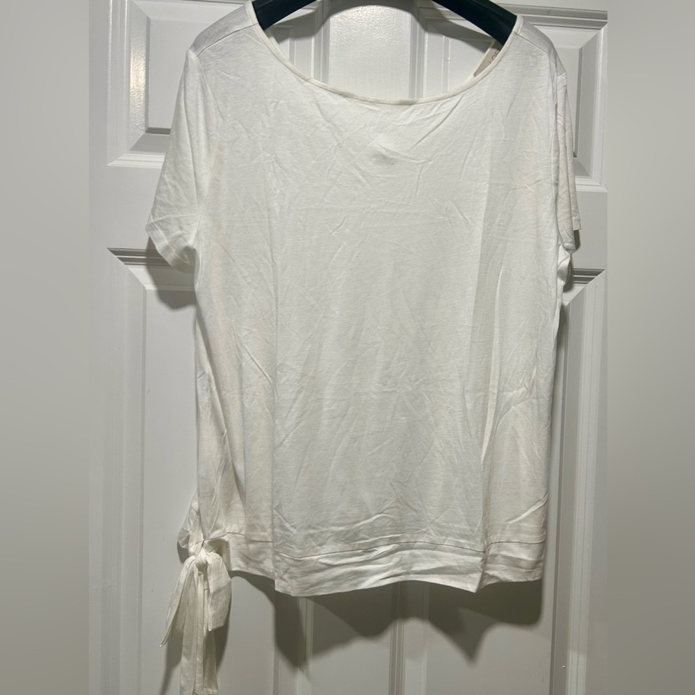LOFT White Tie-Side Short Sleeve Top